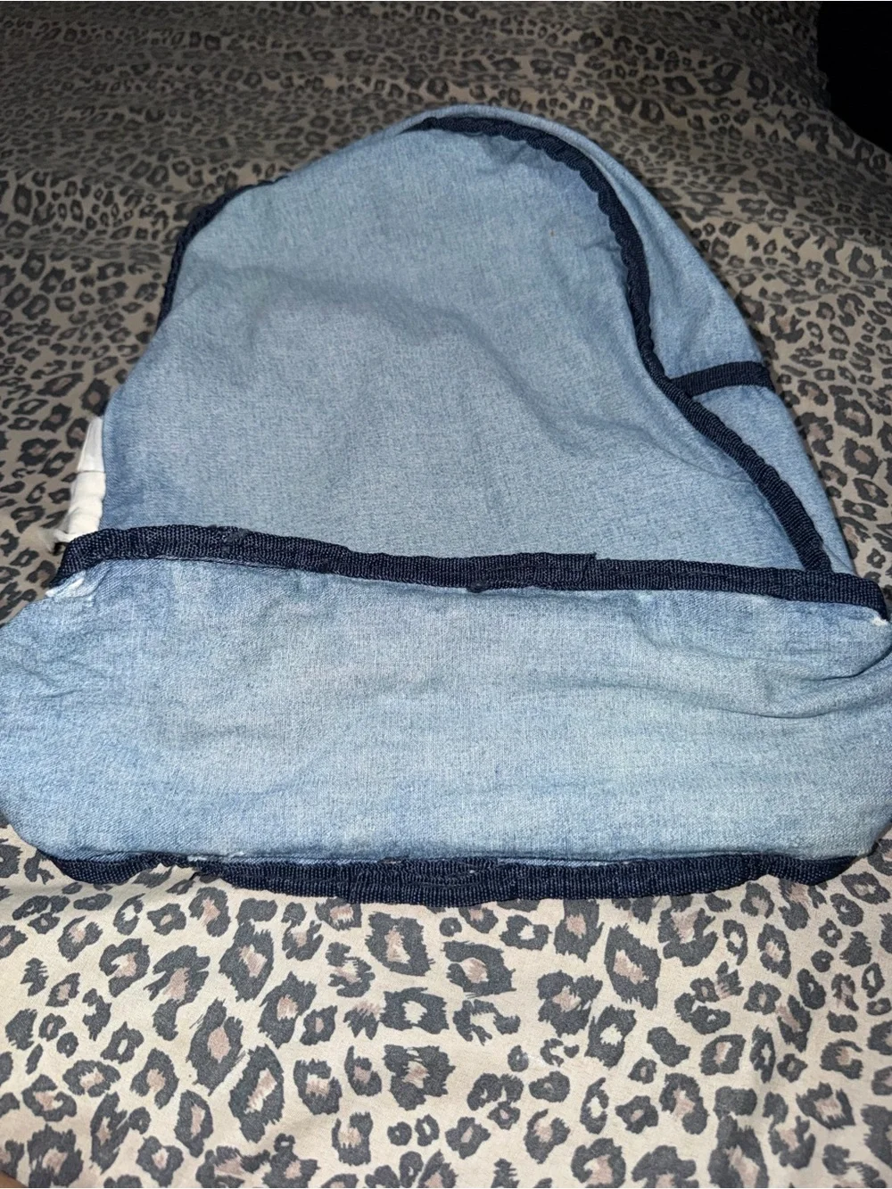 Disney Light Blue Denim Backpack with Mickey, Donald, Goofy & Pluto Patch